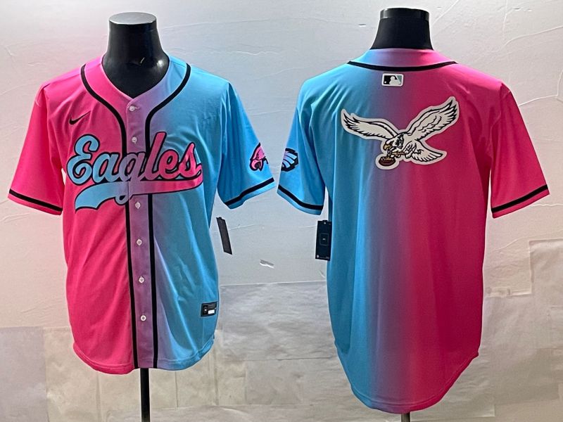 Men 2025 Philadelphia Eagles Blank Blue pink Nike Limited NFL Jersey style 011->philadelphia eagles->NFL Jersey